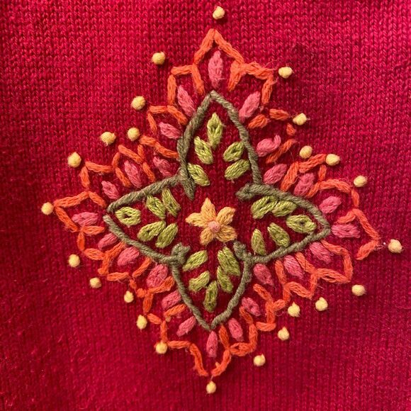 Talbots Petites Embordered Button Up V Neck Womens Sweater Size MP - Picture 6 of 7